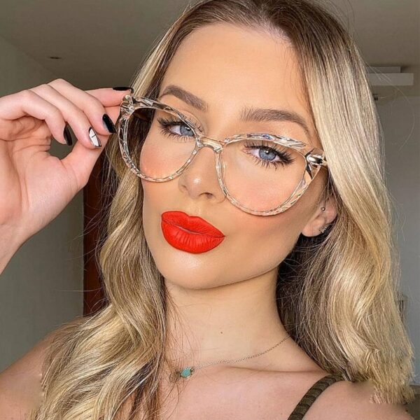 Fashion Luxury Crystal Cat Eye Glasses Frame Women Brand Vintage Optical Anti-blue Eyeglasses Female Spectacles - Image 3