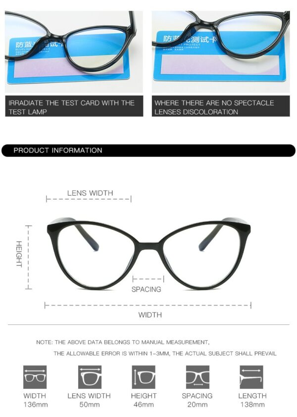 Fashion Women Men PC Frame Anti-UV Blue Rays Eyeglasses Eyewear Cat EyeGlasses 2022 - Image 2