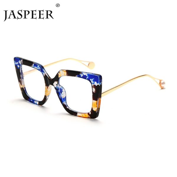JASPEER Oversized Cat Eye Glasses Women Square Clear Lens Eyeglasses Frames Eyewear Decoration Accessories - Image 2