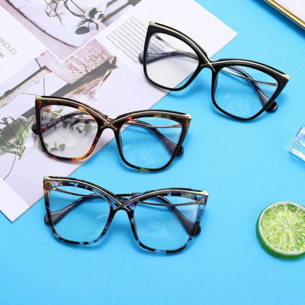 New Fashion Retro Anti Blue Light Women Glasses Metal Cat Eye Frame Brand Quality Trend Clear Reding Computer Eyeglasse - Image 4