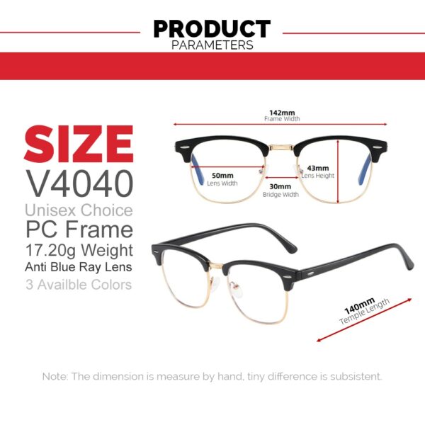 VIVIBEE Classic Semi Rimless Anti Blue Light Blocking Glasses Round Ray Filter Eyeglasses Frame Women - Image 5