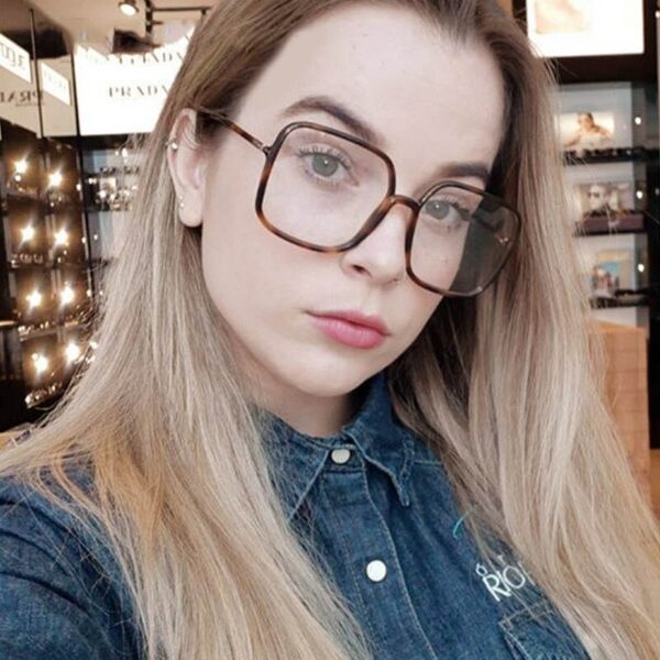 Vintage Oversized Square Glasses Frame Women New Retro Big Eyeglasses Female Clear Lens Optical Spectacles Transparent - Image 2