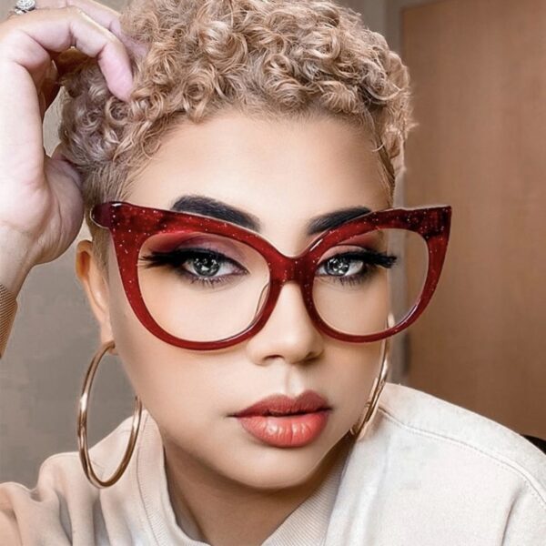 Fashion Shinning Cat Eye Sunglasses Women Vintage Sexy Red Optical Anti-blue Glasses