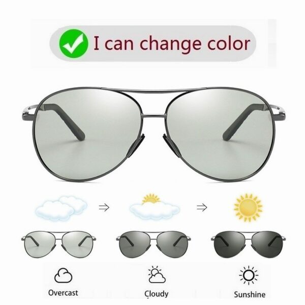 Aviation Metail Frame Polarized Sunglasses Men Color Changing Sun Glasses Pilot Male Day Night Vision Driving - Image 5