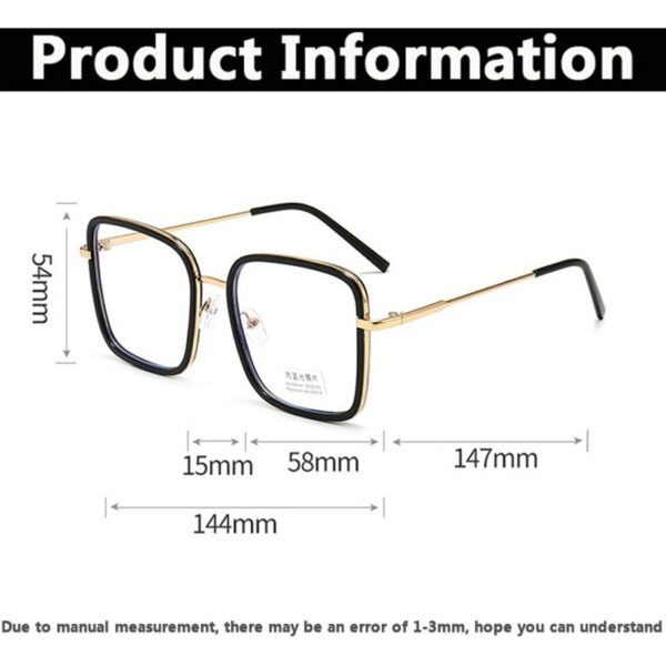 Big Frame Square Anti-blue Light Glasses Frame Oversized Optical Glasses Computer Eyewear Frame For Women&Men Square Eyeglasses - Image 6