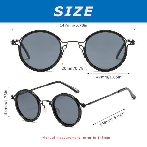 Retro Round Blue Light Glasses For Men Metal Spectacles - Image 6