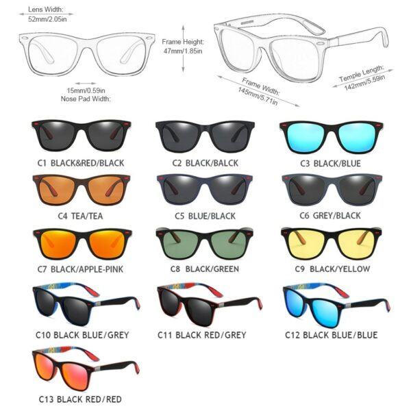 Hot Polarized Sunglasses Men Women Classic Square Plastic Driving Sun Glasses - Image 6