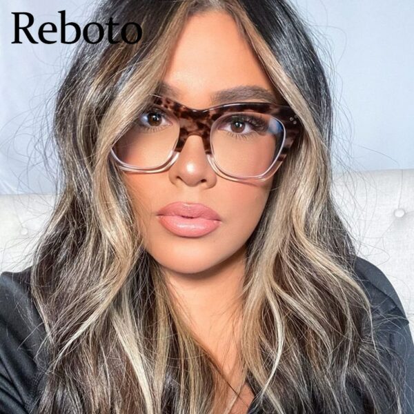 Fashion Leopard Eyeglasses Frames For Women Vintage Square Flower Female Glasses Frame Luxury Transparent Eyewear - Image 2