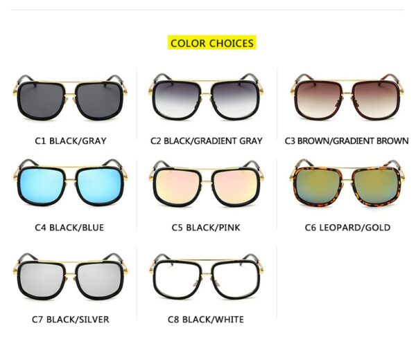Fashion Big Frame Sunglasses Men Square Metal Sun Glasses Women Retro Sun Glasses - Image 3