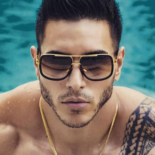 Fashion Big Frame Sunglasses Men Square Metal Sun Glasses Women Retro Sun Glasses