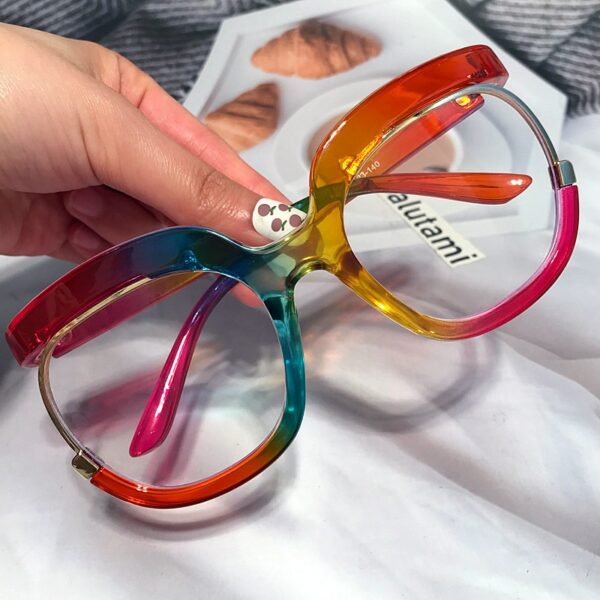 Unique Rainbow Anti-blue Light Eyeglasses For Women New Fashion Half Frame Lady - Image 3