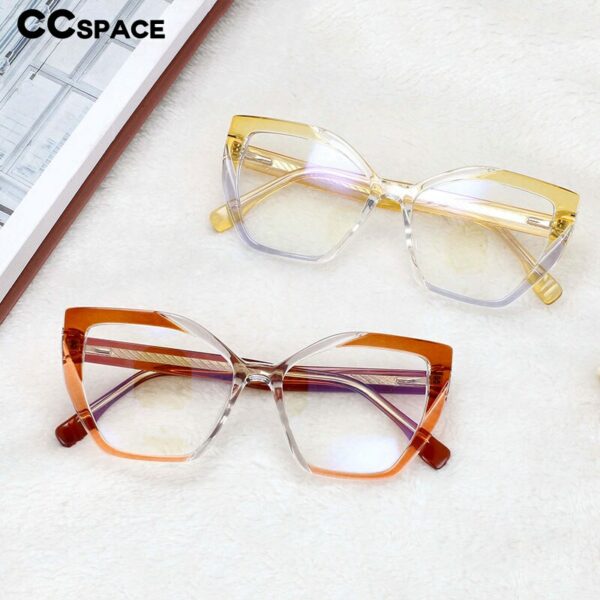 54585 Ladies Anti-Blu-Ray Optical Frame Cat Eye Square Large Frame Eye Protection Splicing Color Eyeglasses - Image 4