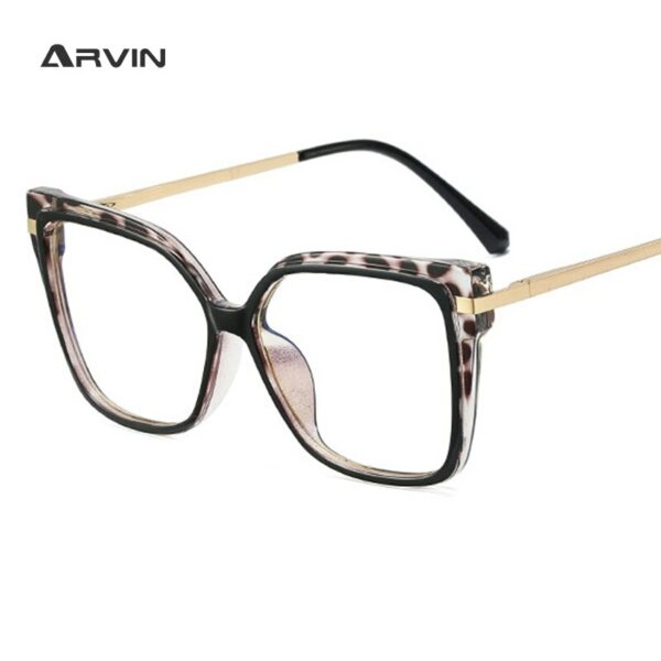 Retro Glasses Frames For Women Leopard Stylish Oversized Square Eyeglasses Frame Metal Computer Anti Blue Light Glasses - Image 3