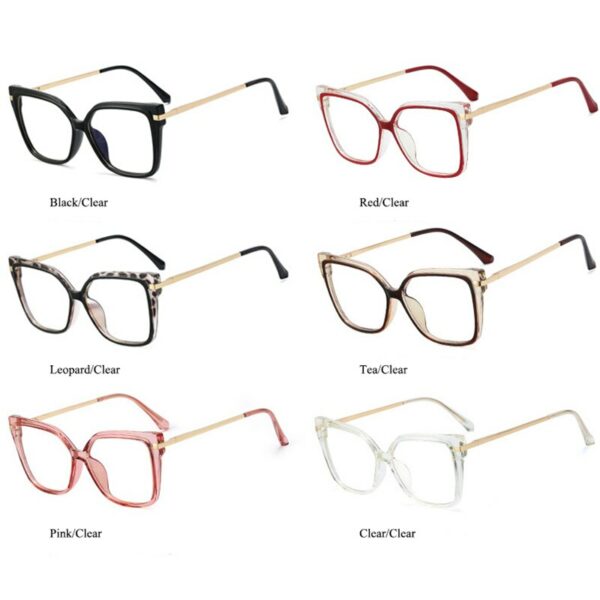 Retro Glasses Frames For Women Leopard Stylish Oversized Square Eyeglasses Frame Metal Computer Anti Blue Light Glasses - Image 5