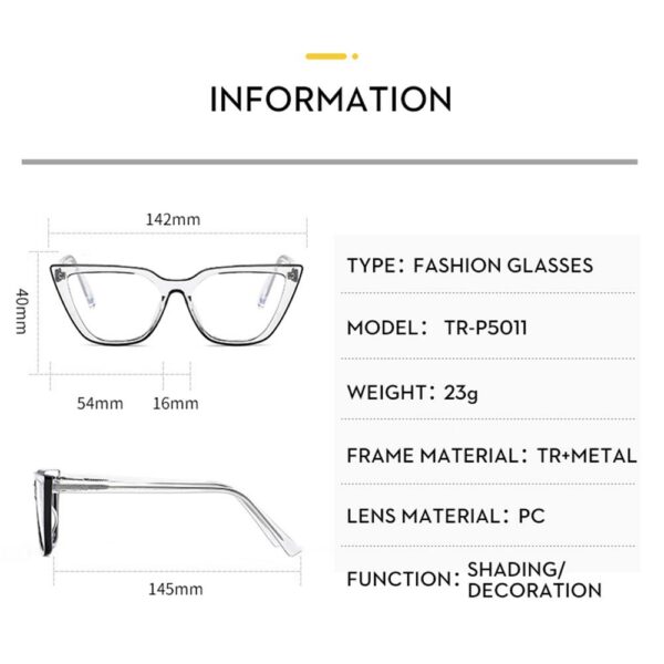 Trendy Eyewear Computer Glasses Anti UV Blue Light Glasses Women Glasses Non-Prescription Frame Cat Eye - Image 6
