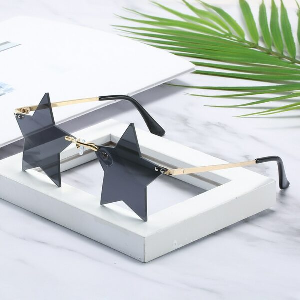 Vintage Unique Star Shape Mirror Rimless Sunglasses Unisex Clear Ocean Lens - Image 4