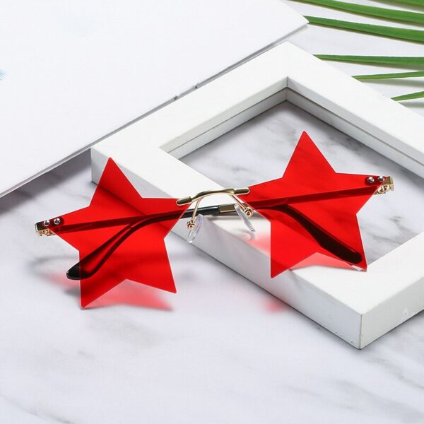 Vintage Unique Star Shape Mirror Rimless Sunglasses Unisex Clear Ocean Lens - Image 5